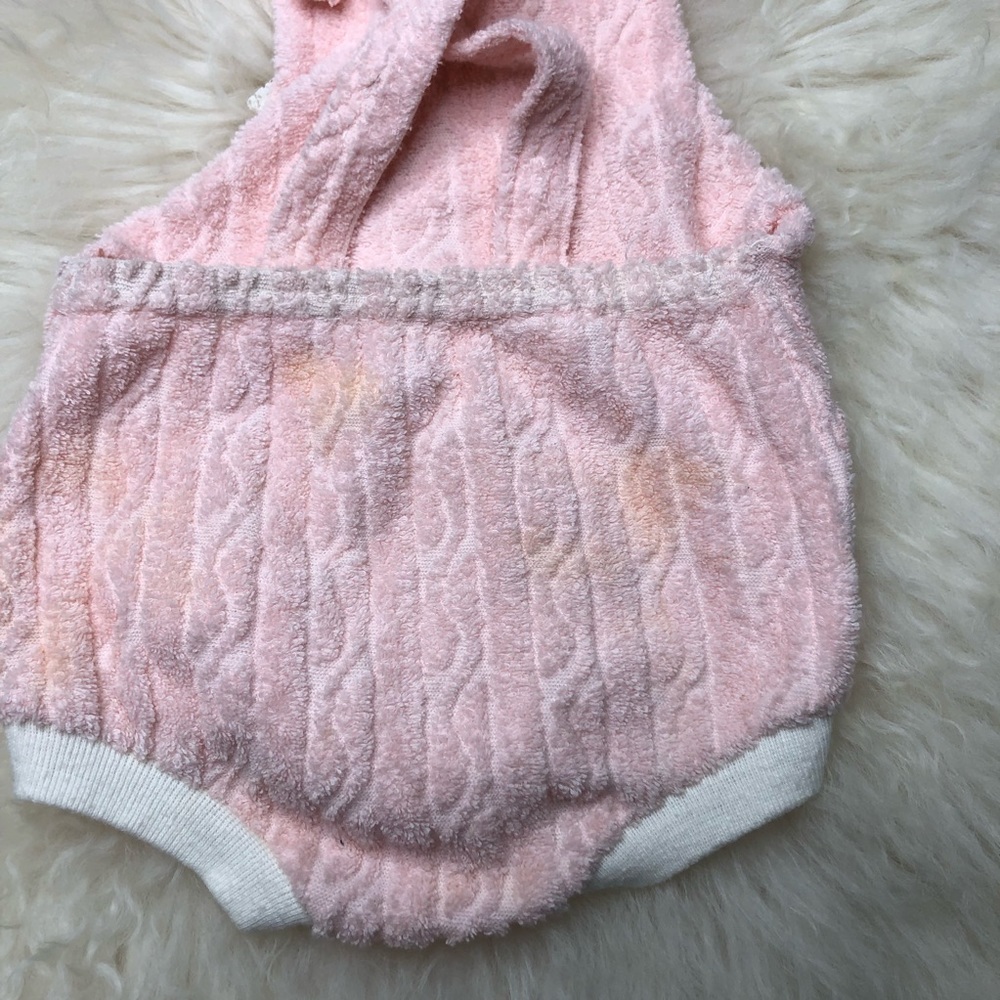 Vintage newborn pink terry cloth romper onesie - Picture 2 of 5